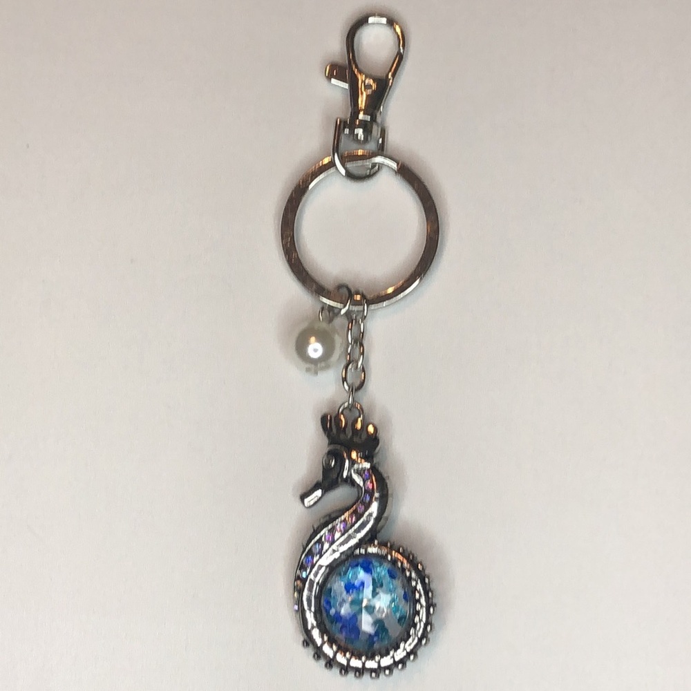 Beautiful Rhinestone Seahorse Bag Charm